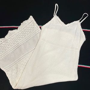 CS woman’s knitted ankle length dress. Color pearl/white